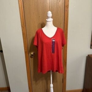 Rafaella NWT XXL Solid Red Short Sleeve Knit Top